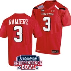 Bryce Ramierz Jersey #3 Texas Tech Red Raiders Independence Bowl Patch Football 2023 Red
