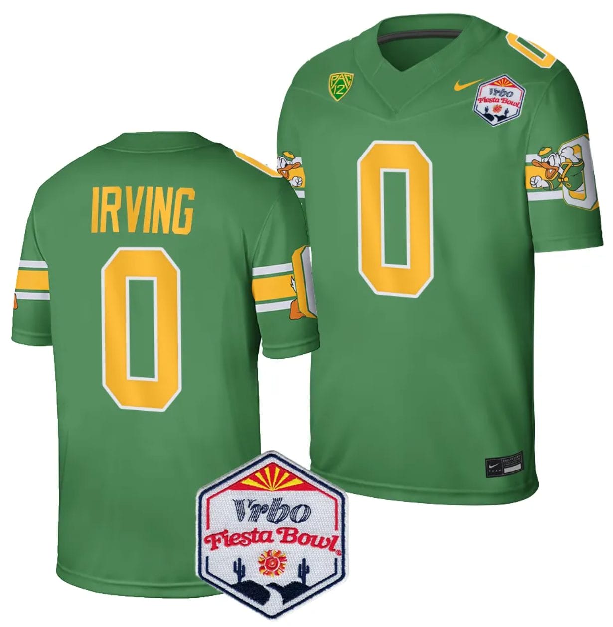 Bucky Irving Jersey #0 Oregon Ducks Fiesta Bowl Patch 2024 Football Playoff Green