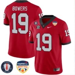 Brock Bowers Jersey #19 Georgia Bulldogs Orange Bowl Patch Football Stitched Red