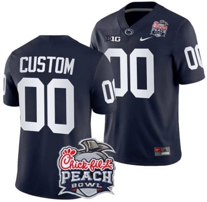 Custom Penn State Jersey Name and Number Peach Bowl Patch 2024 College Football Navy