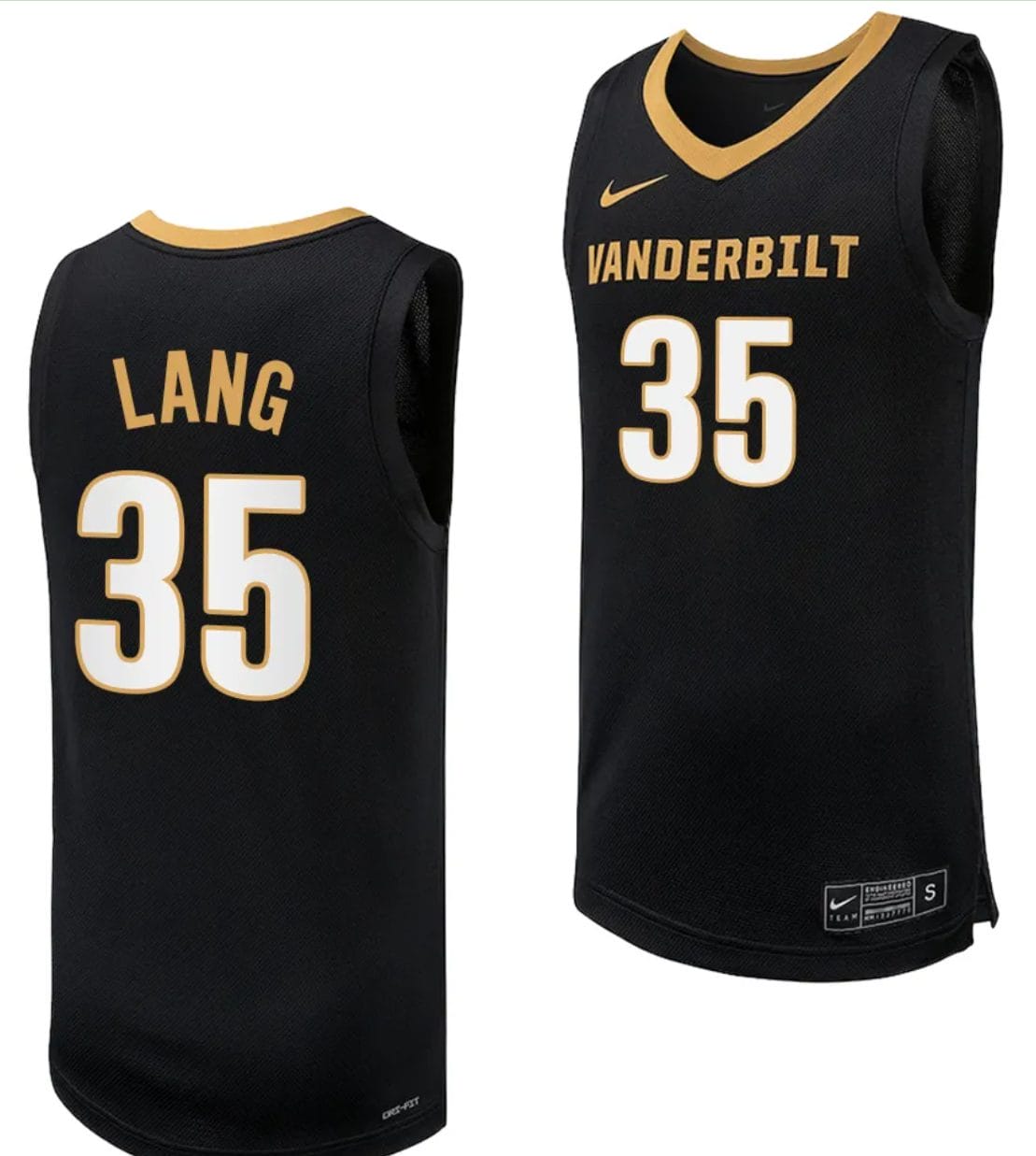 Carter Lang Jersey #35 Vanderbilt Commodores Replica Basketball uniform Black