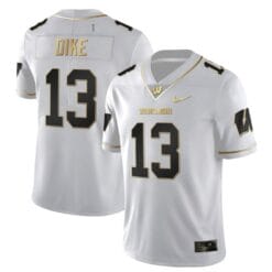Chimere Dike Jersey #13 Wisconsin Badgers Gold Vapor College Football White Gold