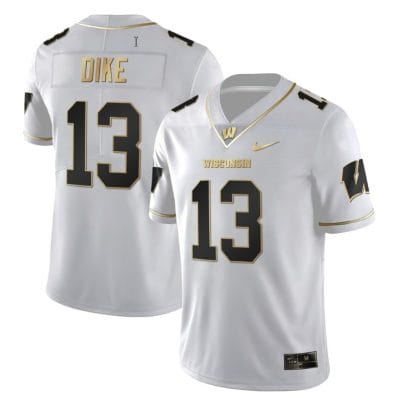 Chimere Dike Jersey #13 Wisconsin Badgers Gold Vapor College Football White Gold