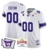 Custom Washington Huskies Jersey Name and Number Alamo Bowl Patch Football White