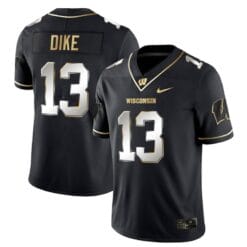 Chimere Dike Jersey #13 Wisconsin Badgers Gold Vapor College Football Black Limited