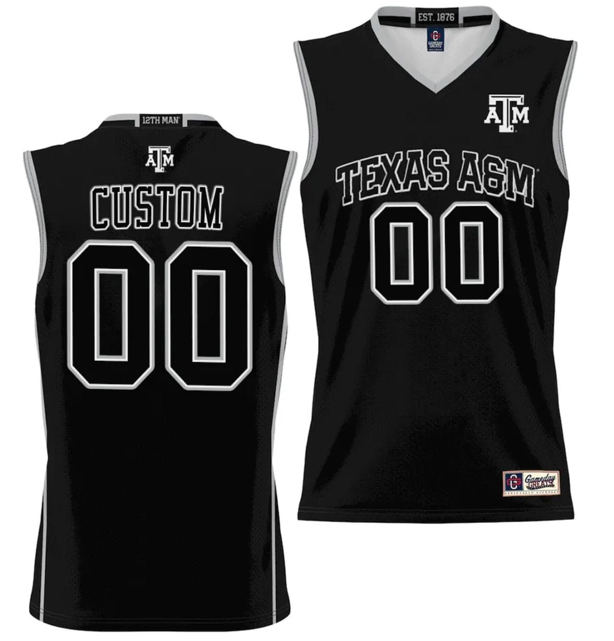 Custom Texas Aggies Jersey Name and Number NIL College Basketball Jersey Lightweight Black