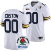Custom Michigan Wolverines Jersey Name and Number Rose Bowl Game 2024 Patch College Football Playoff White