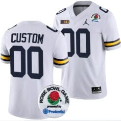 Custom Michigan Wolverines Jersey Name and Number Rose Bowl Game 2024 Patch College Football Playoff White