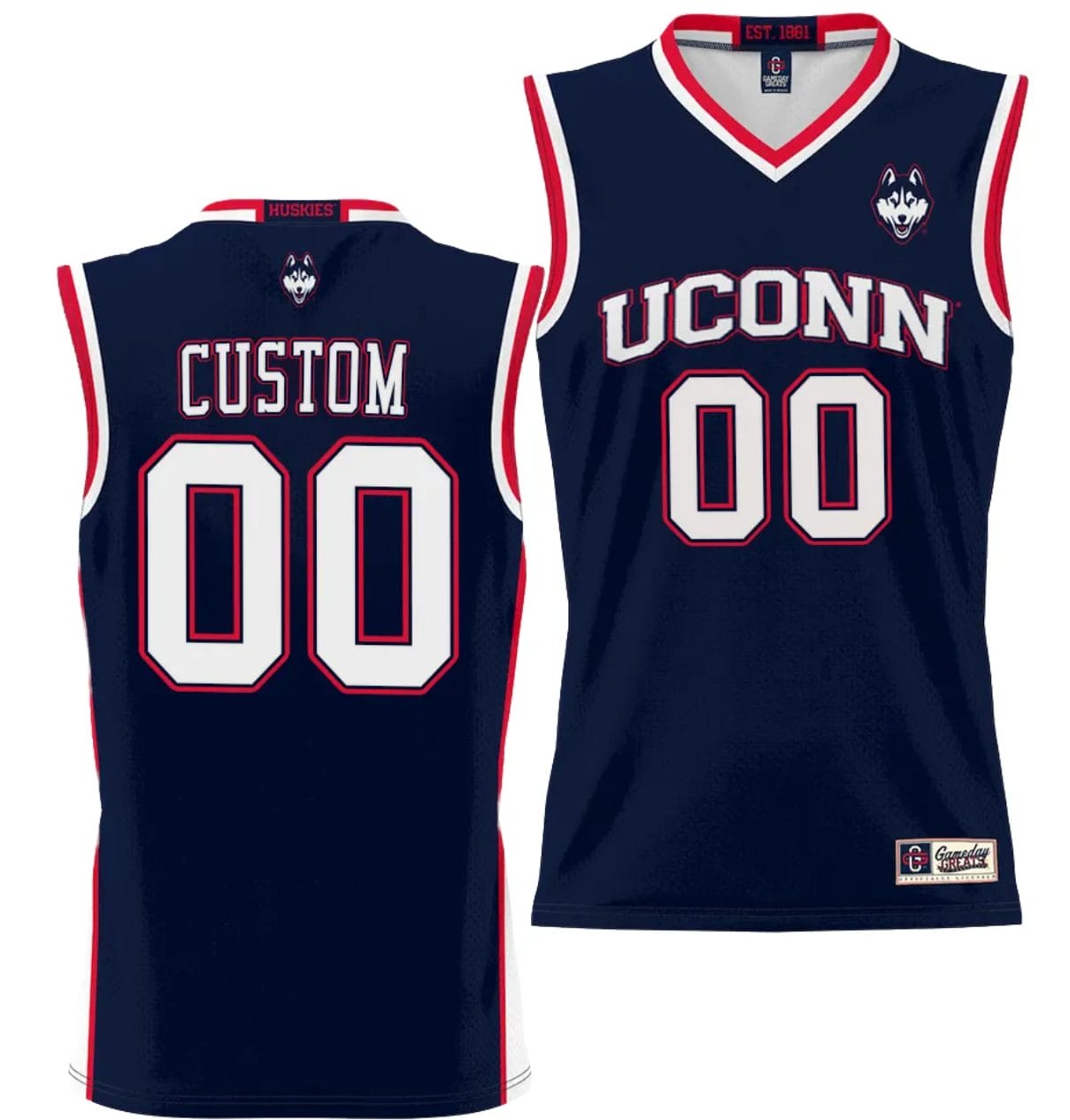Custom UConn Huskies Jersey Name and Number NIL College Basketball Lightweight Navy