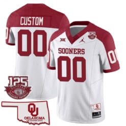Custom Oklahoma Sooners Jersey Name and Number 125th Season Patch Football Alternate White