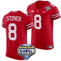 Cade Stover Jersey #8 Ohio State Buckeyes Cotton Bowl Patch 2023 Football Scarlet