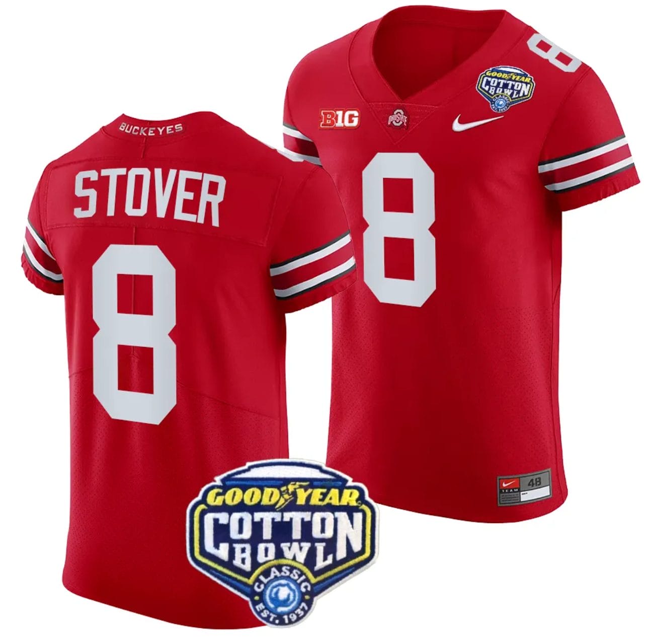 Cade Stover Jersey #8 Ohio State Buckeyes Cotton Bowl Patch 2023 Football Scarlet