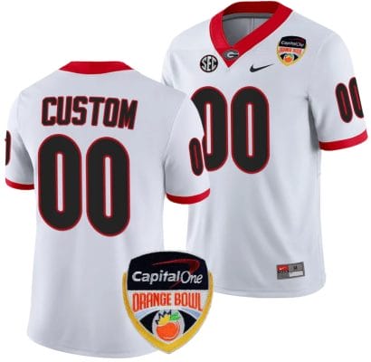 Custom Georgia Bulldogs Jerey Name and Number Orange Bowl Patch 2023 College Football White