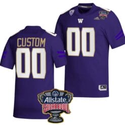 Custom Washington Huskies Jersey Name and Number Allstate Sugar Bowl Patch 2024 College Football Purple