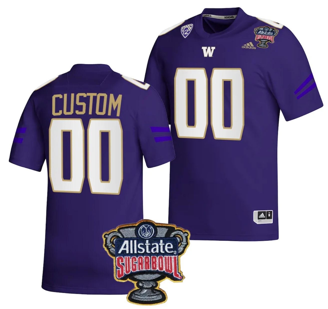 Custom Washington Huskies Jersey Name and Number Allstate Sugar Bowl Patch 2024 College Football Purple