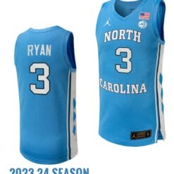 Cormac Ryan Jersey #3 North Carolina Tar Heels Replica College Basketball 2023-24 Blue