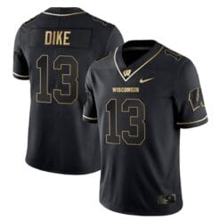 Chimere Dike Jersey #13 Wisconsin Badgers Gold Vapor College Football Black Gold