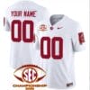 Custom Alabama Crimson Jersey Name and Number SEC Championship 2023 Patch Basic Football White