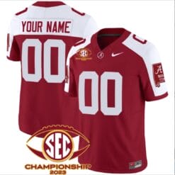 Custom Alabama Crimson Jersey Name and Number SEC Championship 2023 Patch Basic Crimson Alternate