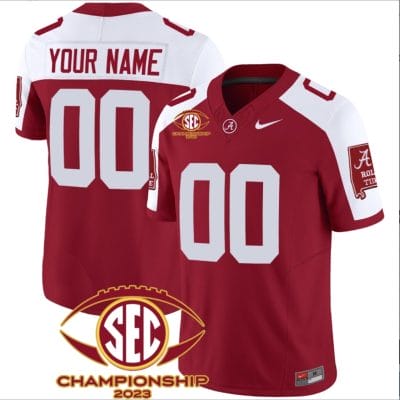 Custom Alabama Crimson Jersey Name and Number SEC Championship 2023 Patch Basic Crimson Alternate