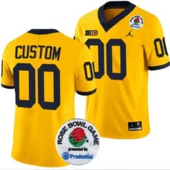 Custom Michigan Wolverines Jersey Name and Number Rose Bowl Game 2024 Patch College Football Playoff Maize