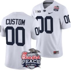 Custom Penn State Jersey Name and Number Peach Bowl Patch 2024 College Football White
