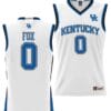 De'Aaron Fox Jersey #0 Kentucky Wildcats NIL College Basketball Lightweight White
