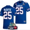Dylan McDuffie Jersey #25 Kansas Jayhawks 2023 Guaranteed Rate Bowl Champs Football Royal
