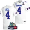 Devin Neal Jersey #4 Kansas Jayhawks 2023 Guaranteed Rate Bowl Champs MVP Football White