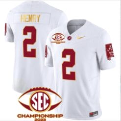 Derrick Henry Jersey #2 Alabama Crimson SEC Championship 2023 Patch Vapor Gold Football White