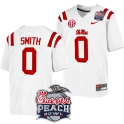 Deion Smith Jersey #0 Ole Miss Rebels Peach Bowl Patch 2024 College Football White
