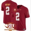 Derrick Henry Jersey #2 Alabama Crimson SEC Championship 2023 Patch Vapor Gold Football Crimson