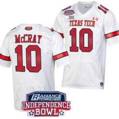 Drae McCray Jersey #10 Texas Tech Red Raiders Independence Bowl Patch Football 2023 White
