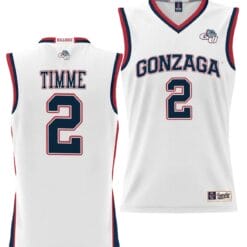 Drew Timme Jersey #2 Gonzaga Bulldogs NIL College Basketball Lightweight White