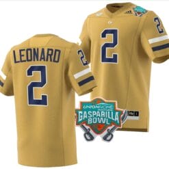 Dylan Leonard Jersey #2 Georgia Tech Yellow Jackets 2023 Gasparilla Bowl Patch Football Brown