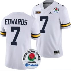 Donovan Edwards Jersey #7 Michigan Wolverines Rose Bowl Game 2024 Patch College Football Playoff White