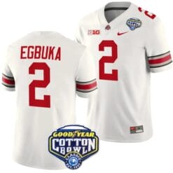 Emeka Egbuka Jersey #2 Ohio State Buckeyes Cotton Bowl Patch 2023 Football White
