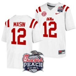 Fraser Masin Jersey #12 Ole Miss Rebels Peach Bowl Patch 2024 College Football White