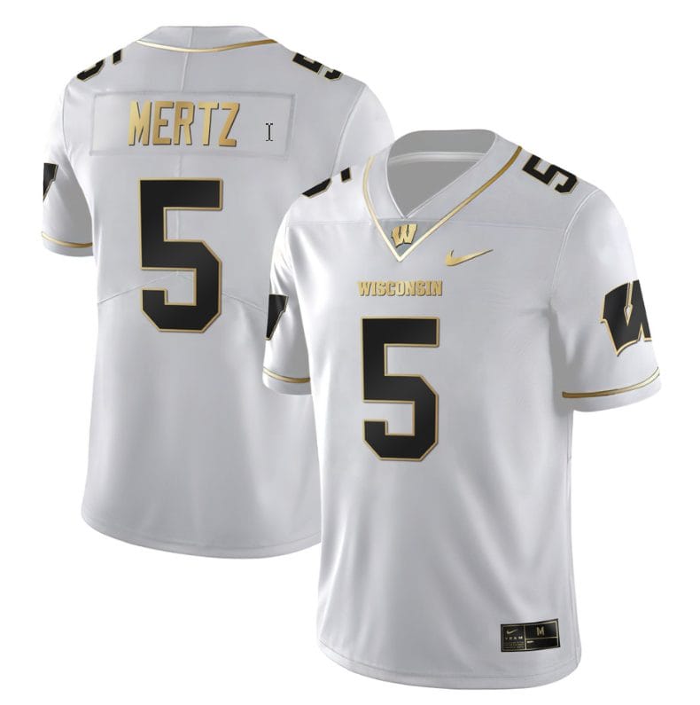 Graham Mertz Jersey #5 Wisconsin Badgers Gold Vapor College Football White Gold
