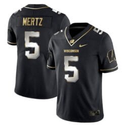 Graham Mertz Jersey #5 Wisconsin Badgers Gold Vapor College Football Black Limited