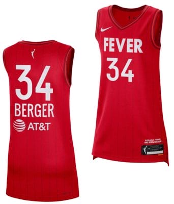 Grace Berger Jersey #34 Rebel Edition Indiana Fever 2023 WNBA Draft Red