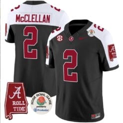 Jermaine Burton Jersey #3 Alabama Crimson Rose Bowl Patch Football Black Alternate