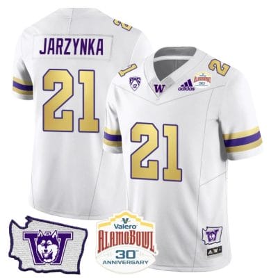 Joe Jarzynka Jersey #21 Washington Huskies Alamo Bowl Patch Football Husky Royalty