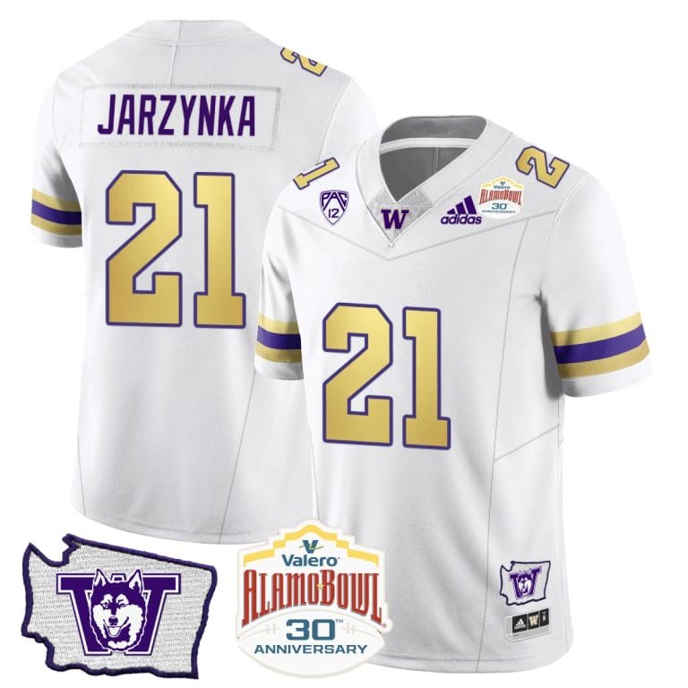 Joe Jarzynka Jersey #21 Washington Huskies Alamo Bowl Patch Football Husky Royalty