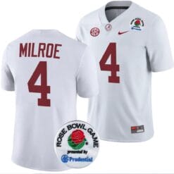 Jalen Milroe Jersey #4 Alabama Crimson Tide Rose Bowl Game 2024 Patch College Football Playoff White