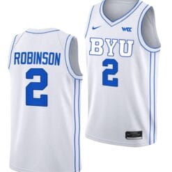 Jaxson Robinson Jersey #2 BYU Cougars College Basketball Jersey 2022-23 White