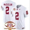 Jase McClellan Jersey #2 Alabama Crimson SEC Championship 2023 Patch Vapor Limited Football White
