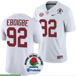 Justin Eboigbe Jersey #92 Alabama Crimson Tide Rose Bowl Game 2024 Patch College Football Playoff White