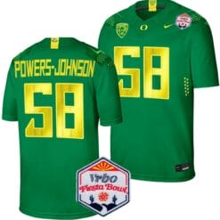 Jackson Powers Johnson Jersey #58 Oregon Ducks Fiesta Bowl Patch 2024 Football Green
