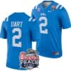 Jaxson Dart Jersey #2 Ole Miss Rebels Peach Bowl Patch 2024 College Football Blue